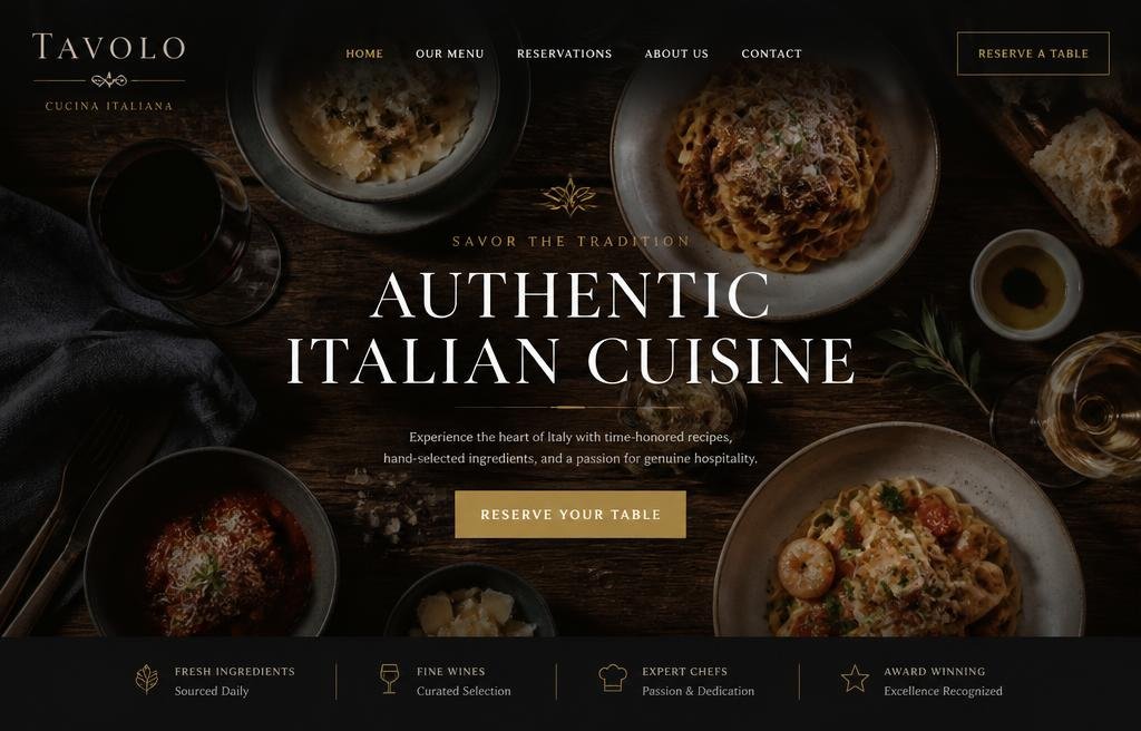 Demo concept: Tavolo Restaurant